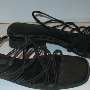 Black Strappy Sandals Flat Cancun